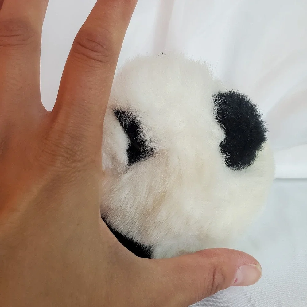 Vintage 1997 Swibco Puffkins Peter Panda Plush Stuffed‎ Ball 5 In Black White